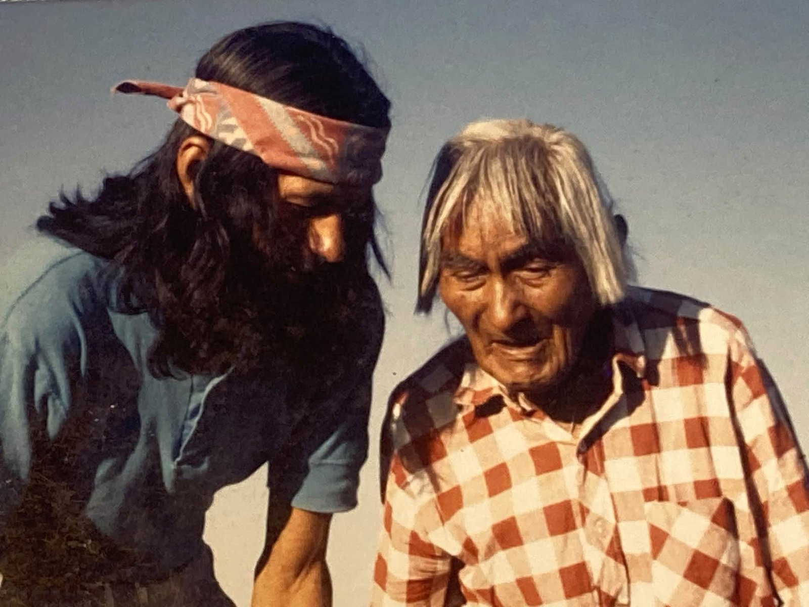 Tawa Roy Littlesun with his teacher Titus Quomayumptewa
